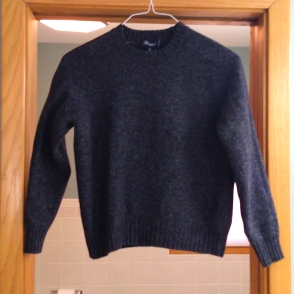 Blumarine Sweaters - BLUMARINE BLACK, GRAY AND WHITE RIBBED WOOL SWEATER SIZE MED